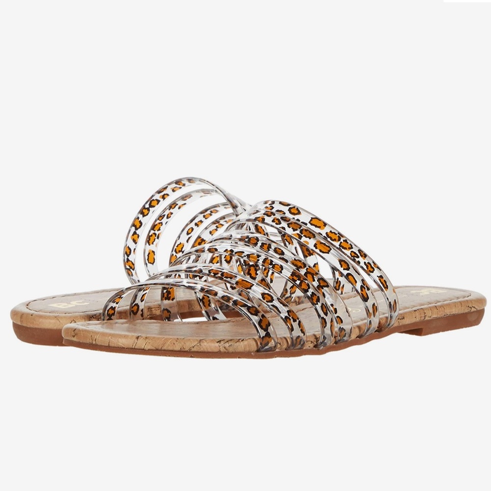 BC Footwear Vegan For You ll Leopard Print Slide Sandals Size 7 1/2
